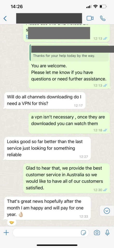 WhatsApp Nachricht 3 – Kunde aus den Niederlanden empfiehlt Sero IPTV